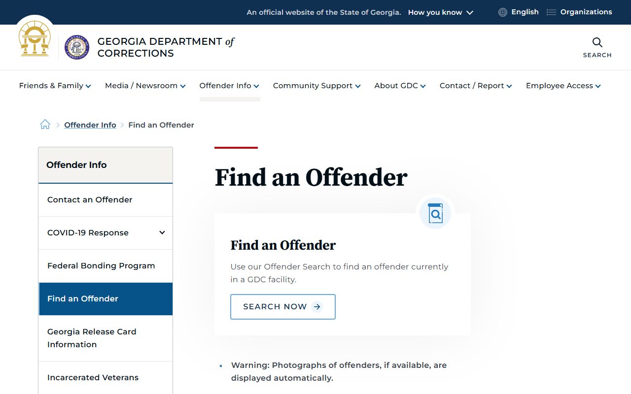 Georgia GDC offender locator for Chattahoochee County sentenced inmate search